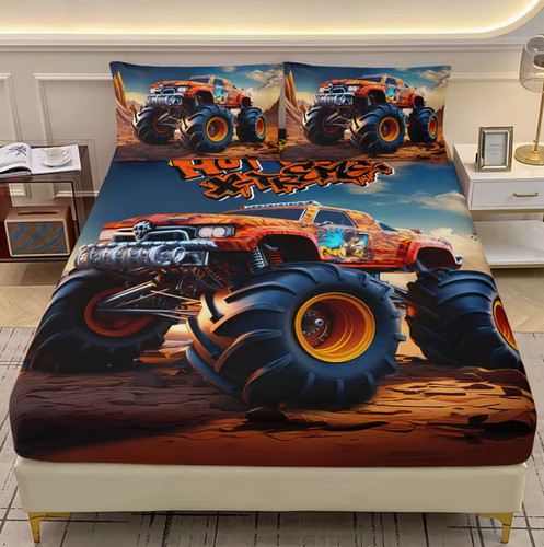 Monster truck fitted sheet - monster,