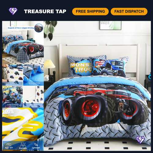 Monster truck twin comforter - monster,