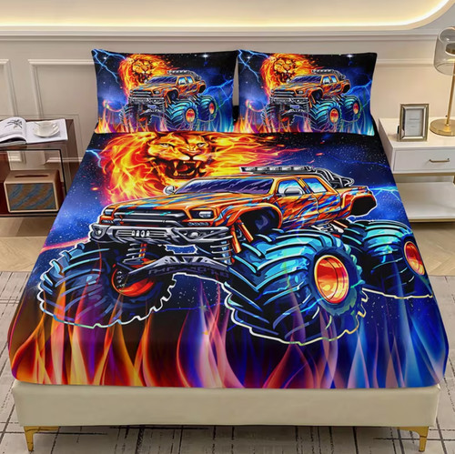 Monster truck fitted sheet - monster,