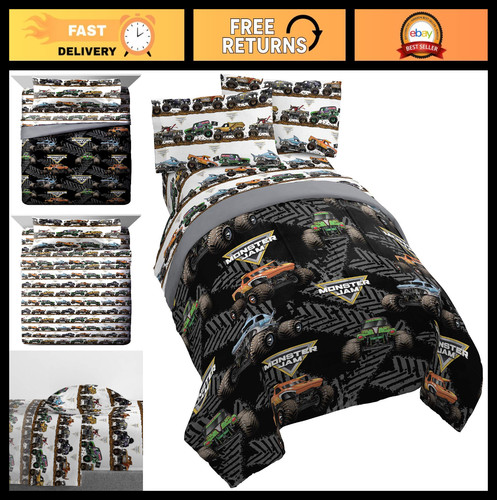 Monster jam twin bed set - monster,