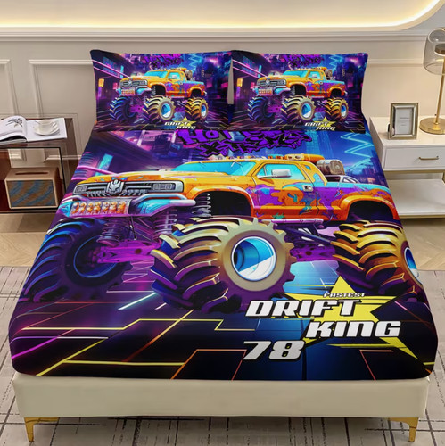 Monster truck fitted sheet - monster,