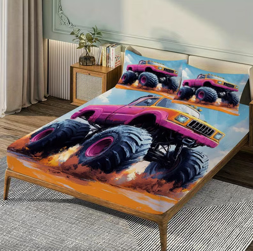 Monster truck fitted sheet - monster,